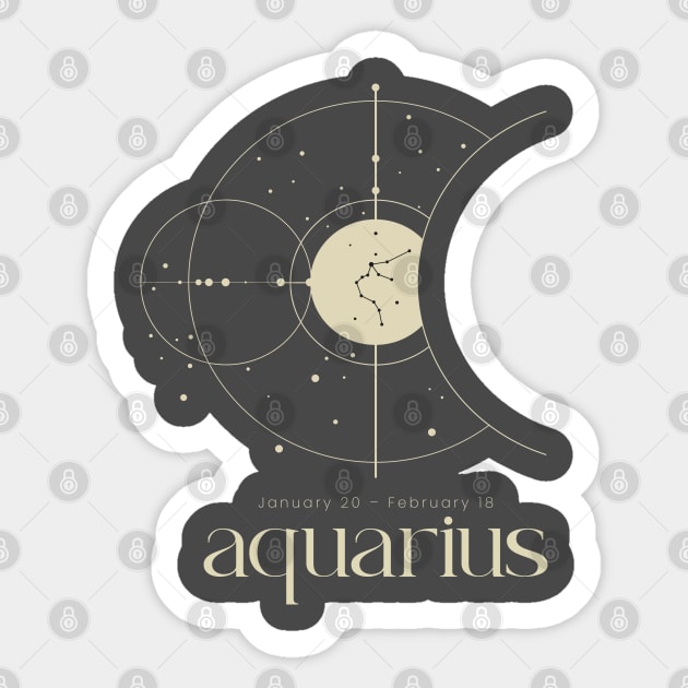 Minimalist Aquarius Zodiac Sign Sticker by Vermint Studio
